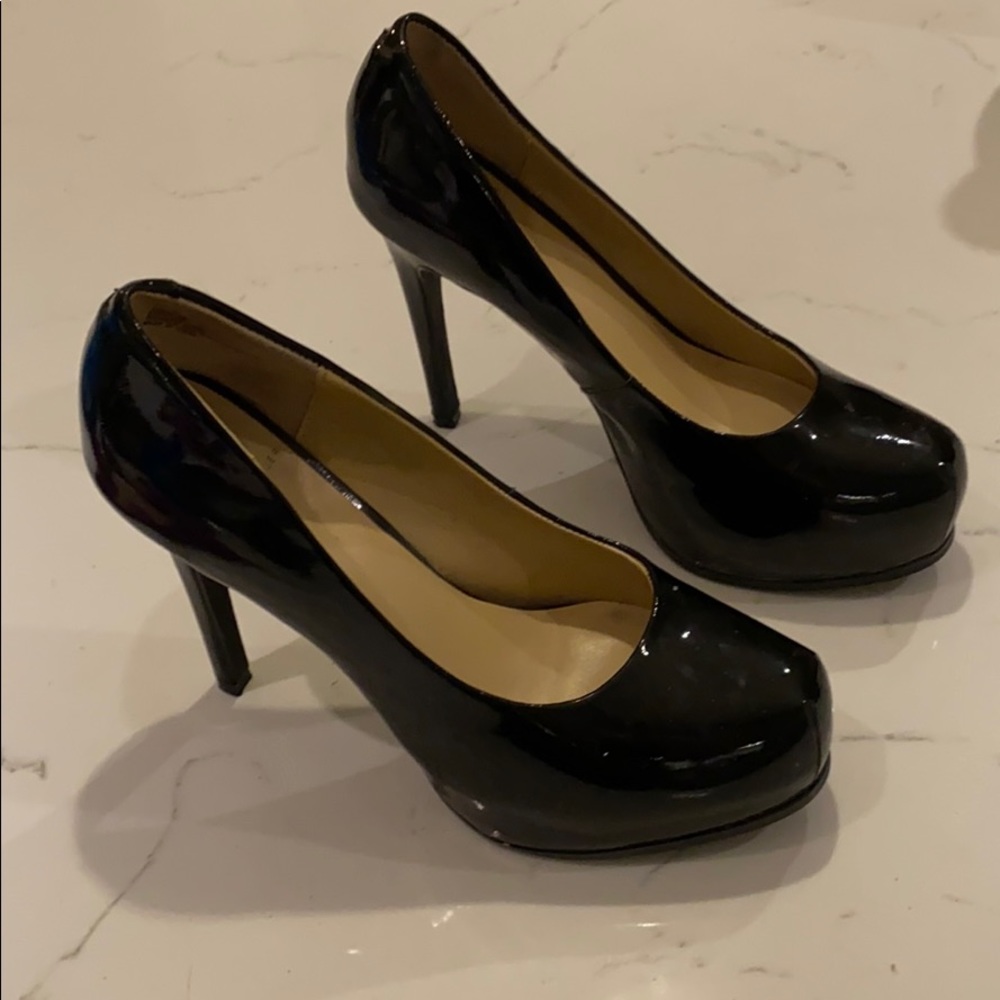 Kelsi Dagger black patent leather high heels